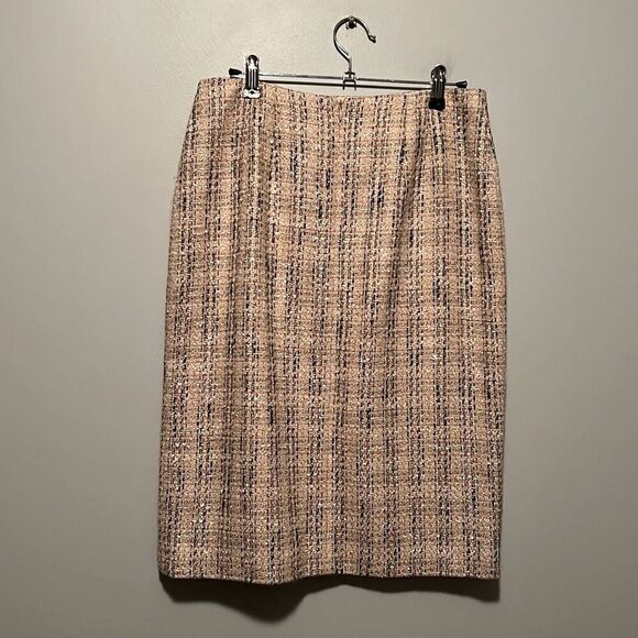 Escada Women's Beige Wool Silk Blend Tweed Midi Straight Skirt - Picture 3 of 6